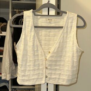 Madewell Ivory Textured Button-Up Vest